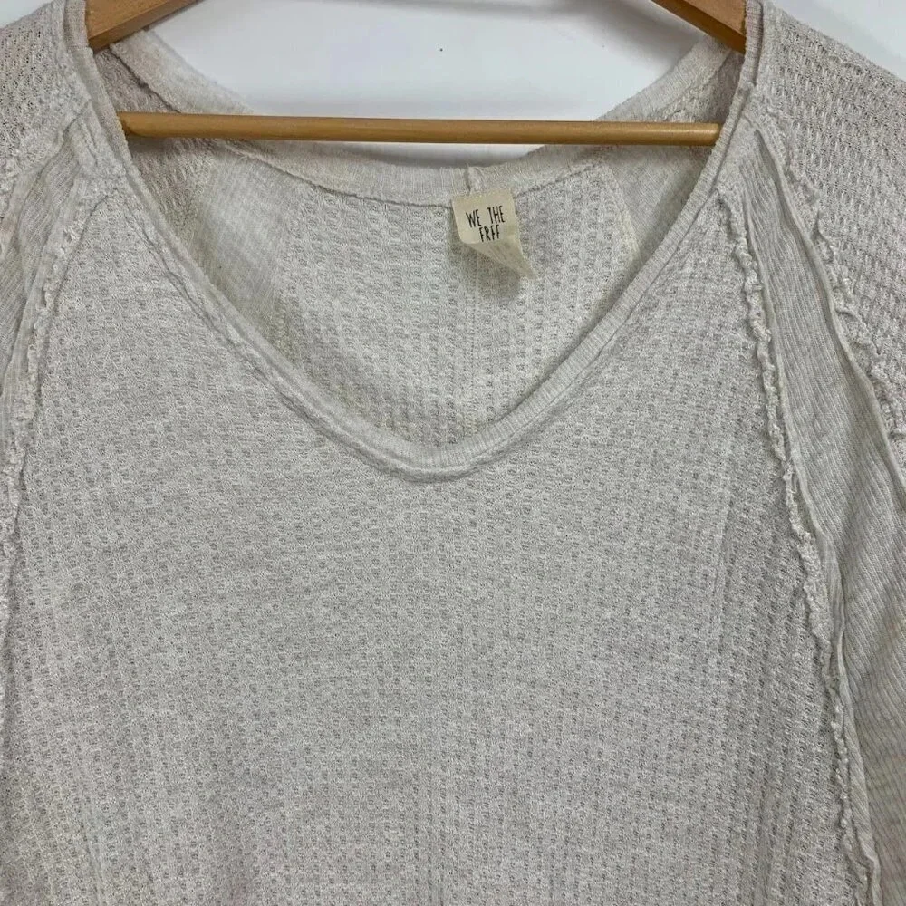 We The Free Free People Women's Catalina Ribbed Unfinished Trim Thermal Top SZ S